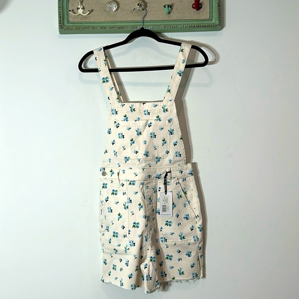 WeWoreWhat slit overall short ivory watercolor ditsy floral size Xs women’s new